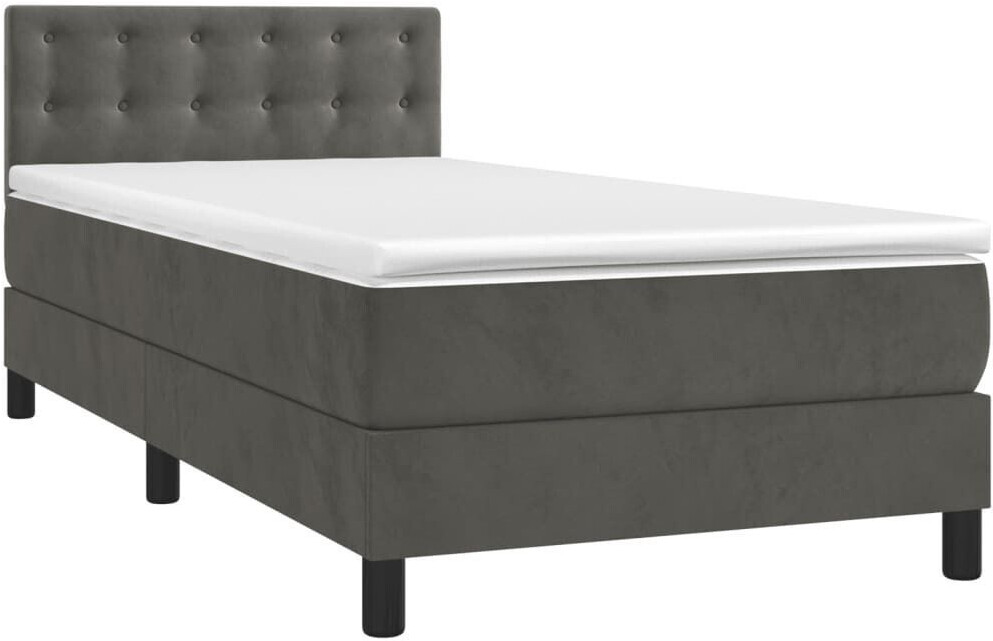 vidaXL Box spring bed with mattress & LED 100x200cm velvet (3134628)