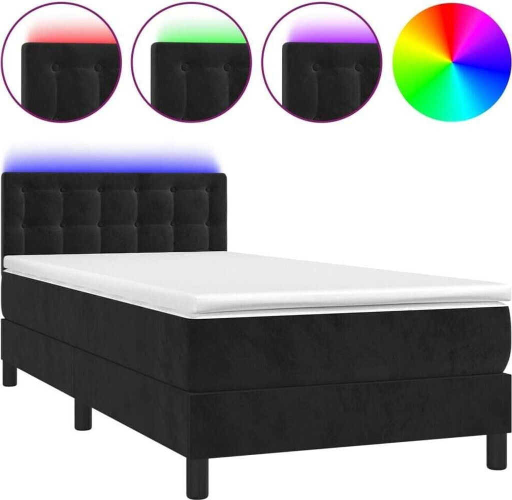 vidaXL Box spring bed with mattress & LED 100x200cm velvet (3134629)