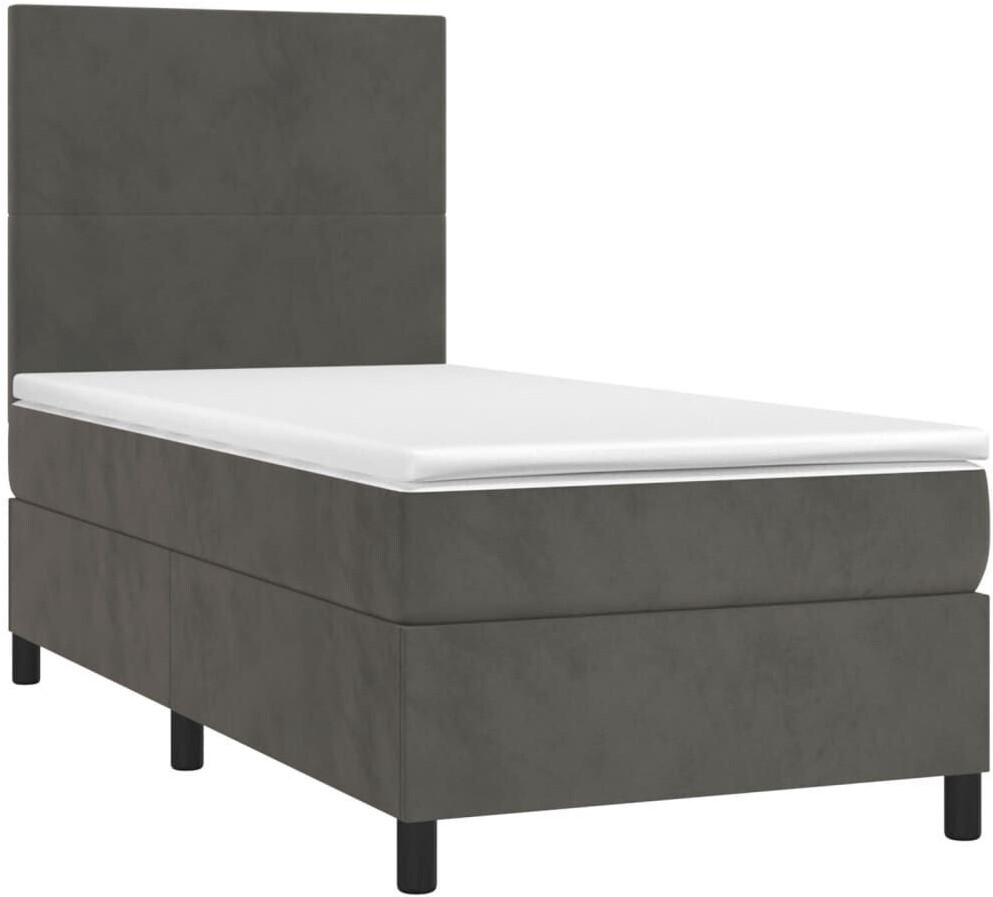 vidaXL Box spring bed with mattress & LED 100x200cm velvet (3135988)