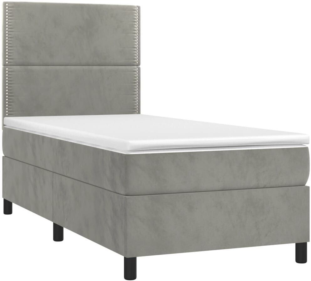 vidaXL Box spring bed with mattress & LED 100x200cm velvet (3136047)