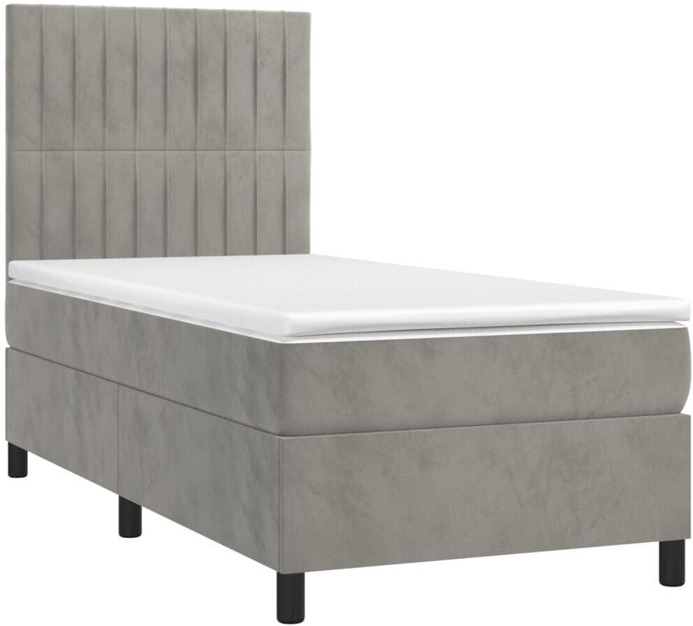 vidaXL Box spring bed with mattress & LED 100x200cm velvet (3136227)