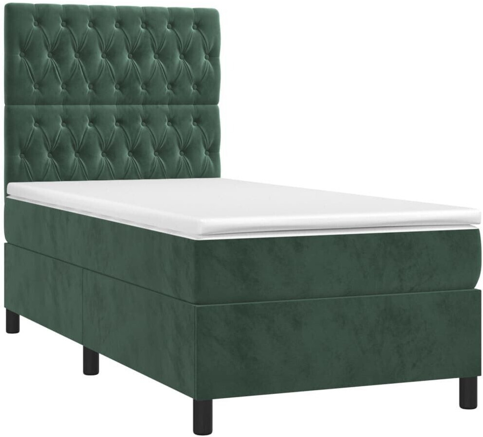 vidaXL Box spring bed with mattress & LED 100x200cm velvet (3136290)