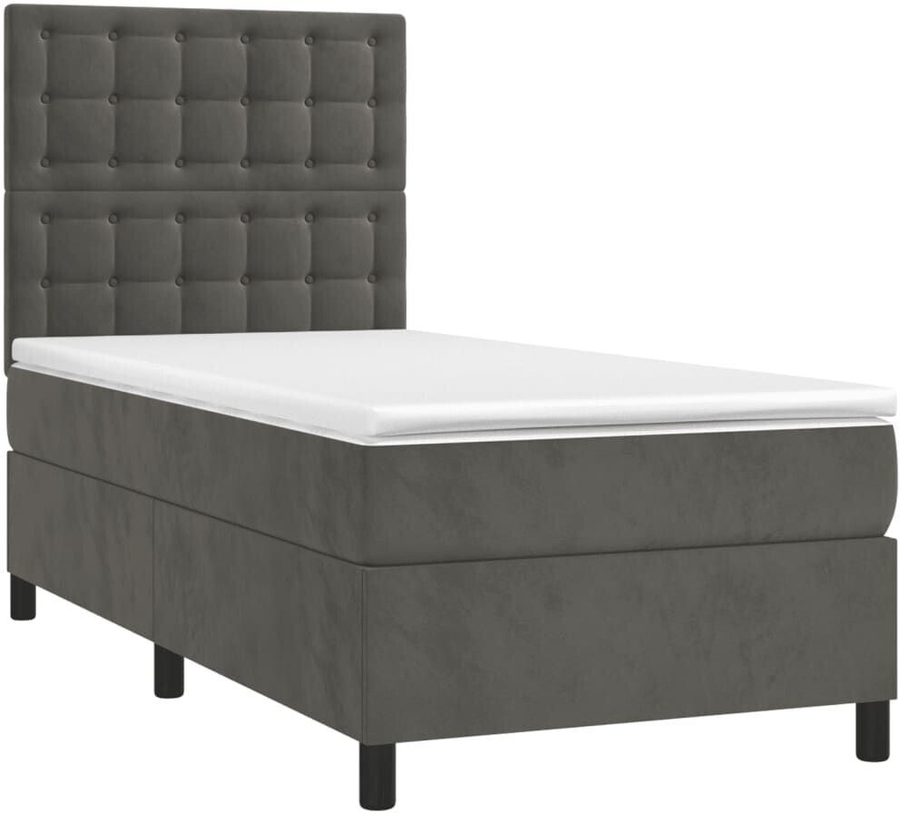 vidaXL Box spring bed with mattress & LED 100x200cm velvet (3136348)