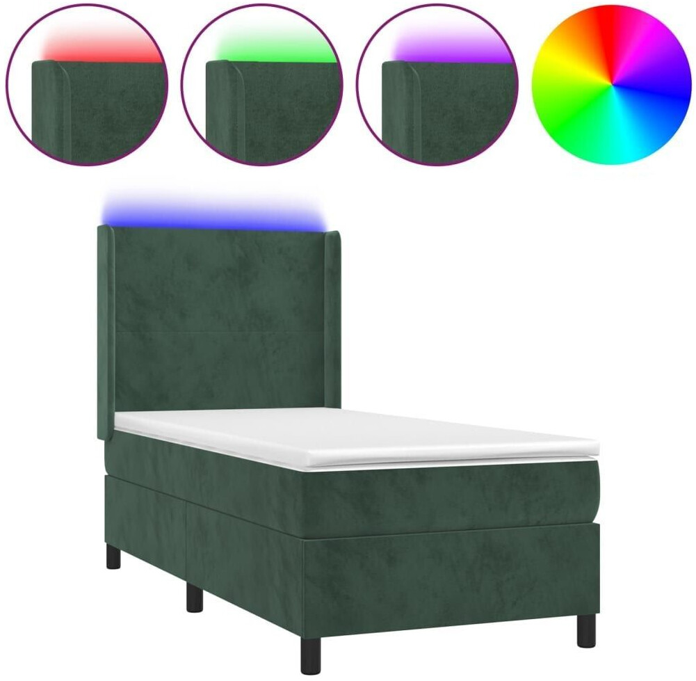 vidaXL Box spring bed with mattress & LED 100x200cm velvet (3139430)