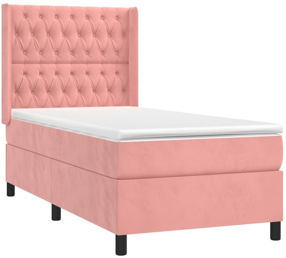 vidaXL Box spring bed with mattress & LED 100x200cm velvet (3139732)