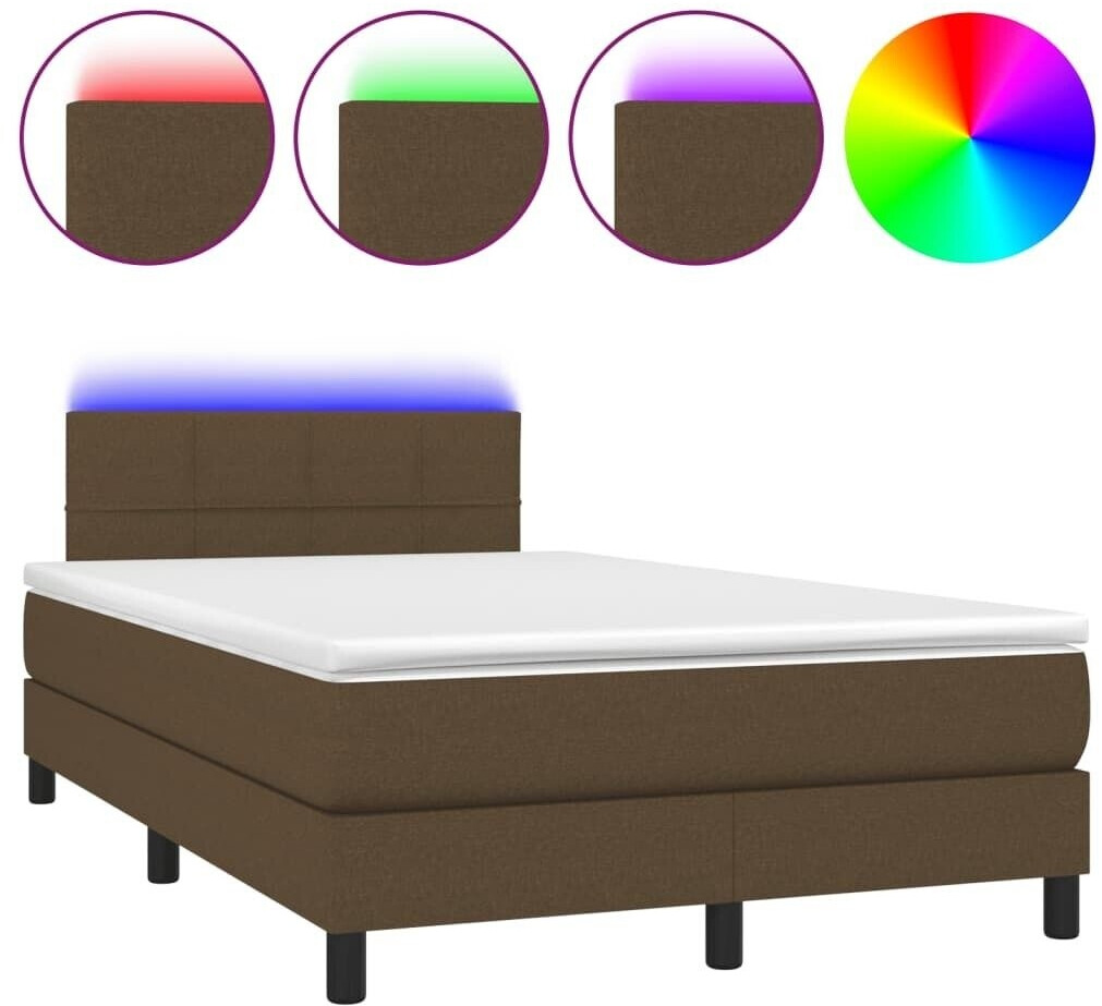 vidaXL Box spring bed with mattress & LED 120x200cm fabric (3133144)
