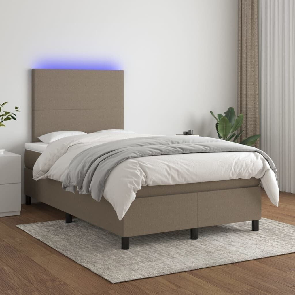 vidaXL Box spring bed with mattress & LED 120x200cm fabric (3134705)