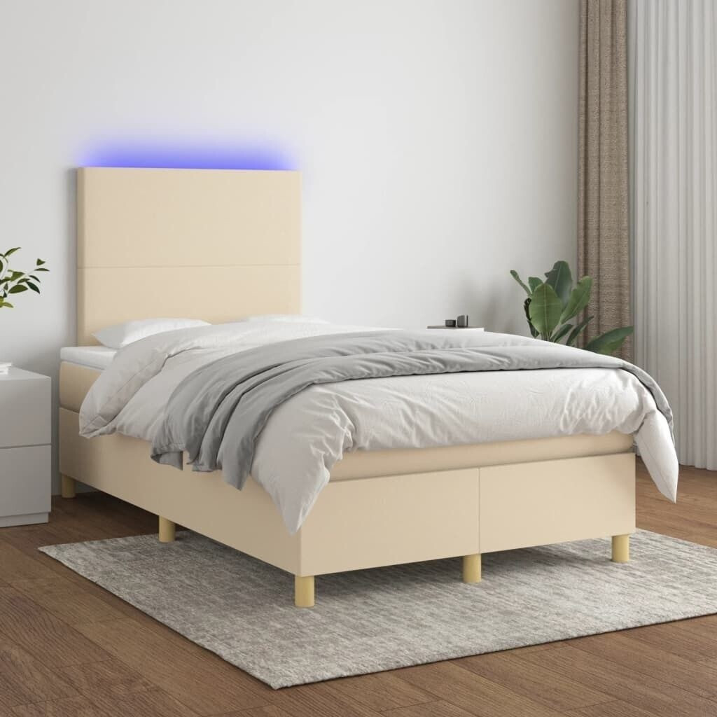 vidaXL Box spring bed with mattress & LED 120x200cm fabric (3135266)