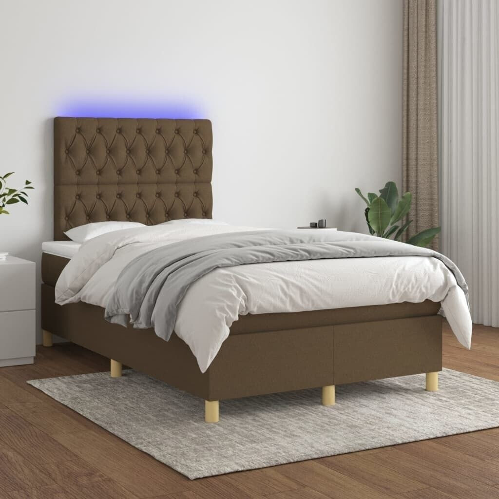 vidaXL Box spring bed with mattress & LED 120x200cm fabric (3135664)