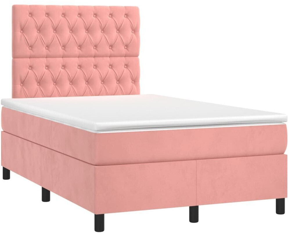 vidaXL Box spring bed with mattress & LED 120x200cm velvet (3136298)
