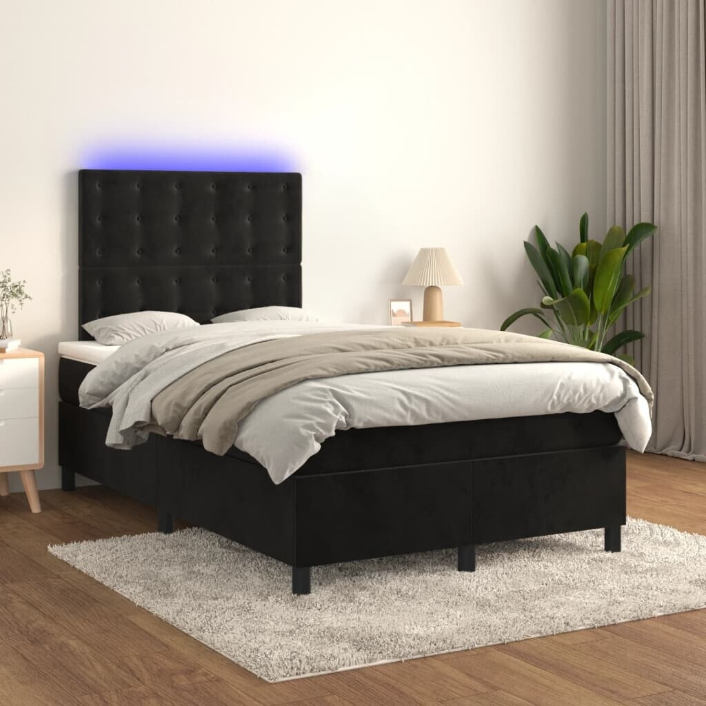 vidaXL Box spring bed with mattress & LED 120x200cm velvet (3136355)
