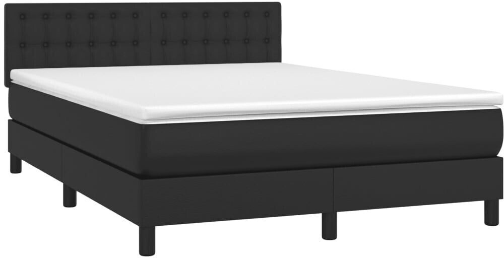 vidaXL Box spring bed with mattress & LED 140x190cm artificial leather (3134219)