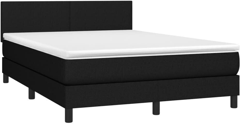 vidaXL Box spring bed with mattress & LED 140x190cm fabric (3132991)