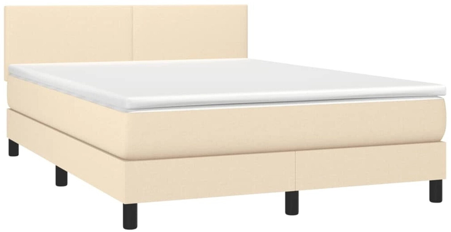 vidaXL Box spring bed with mattress & LED 140x190cm fabric (3132994)