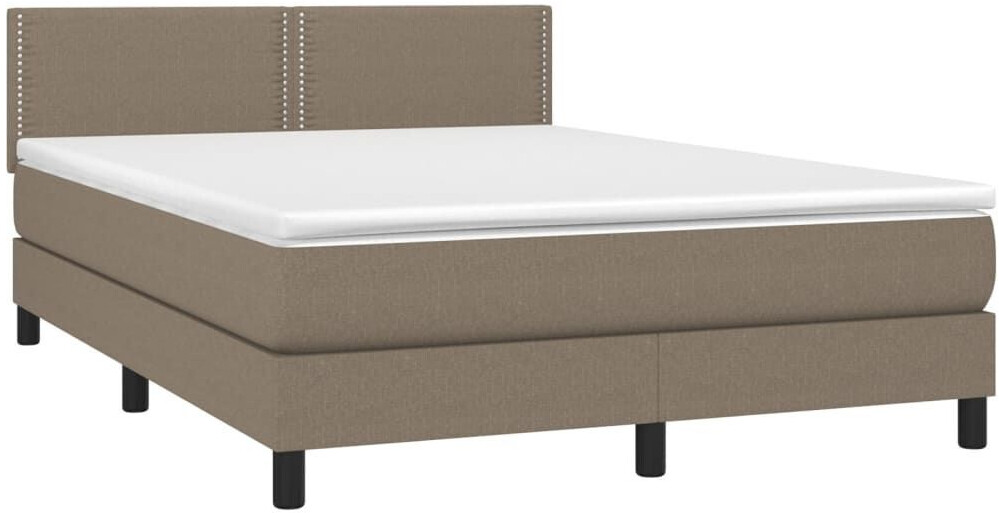 vidaXL Box spring bed with mattress & LED 140x190cm fabric (3133073)
