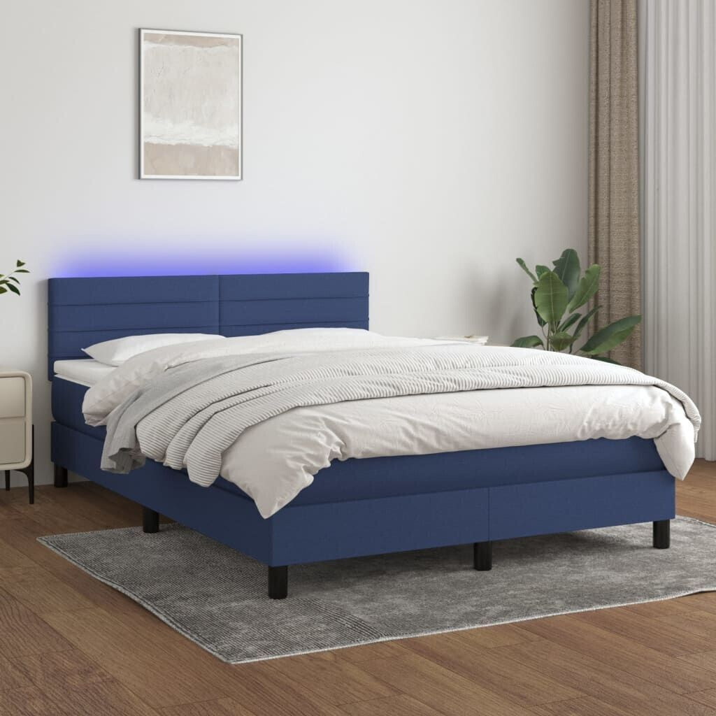 vidaXL Box spring bed with mattress & LED 140x190cm fabric (3133235)