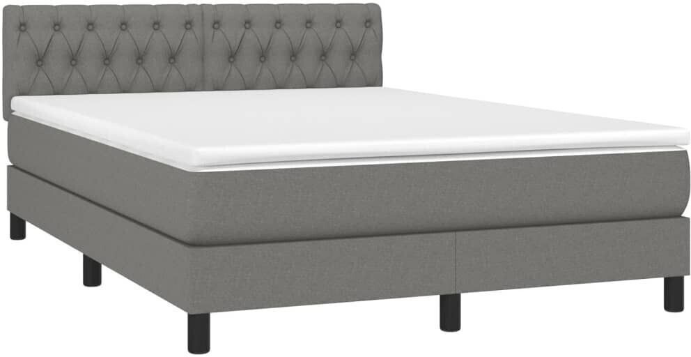vidaXL Box spring bed with mattress & LED 140x190cm fabric (3133390)