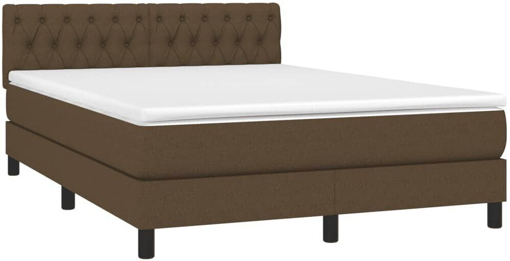 vidaXL Box spring bed with mattress & LED 140x190cm fabric (3133392)
