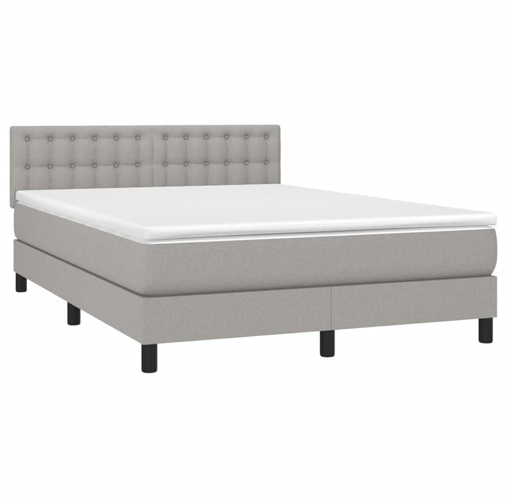 vidaXL Box spring bed with mattress & LED 140x190cm fabric (3133469)