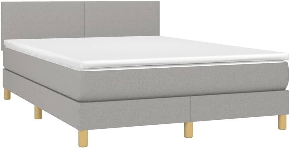 vidaXL Box spring bed with mattress & LED 140x190cm fabric (3133549)