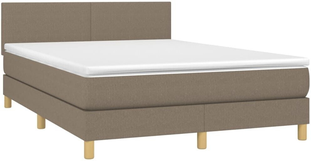 vidaXL Box spring bed with mattress & LED 140x190cm fabric (3133553)