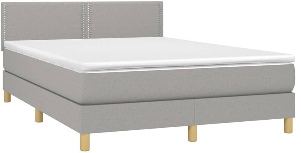 vidaXL Box spring bed with mattress & LED 140x190cm fabric (3133629)