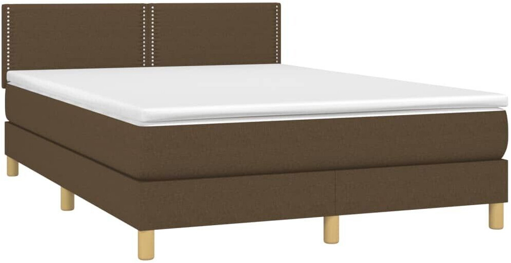 vidaXL Box spring bed with mattress & LED 140x190cm fabric (3133632)