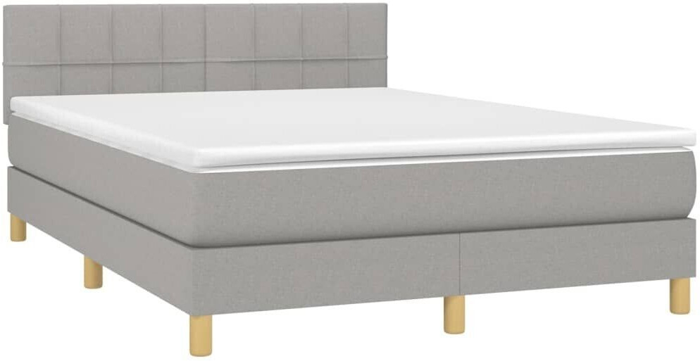 vidaXL Box spring bed with mattress & LED 140x190cm fabric (3133709)