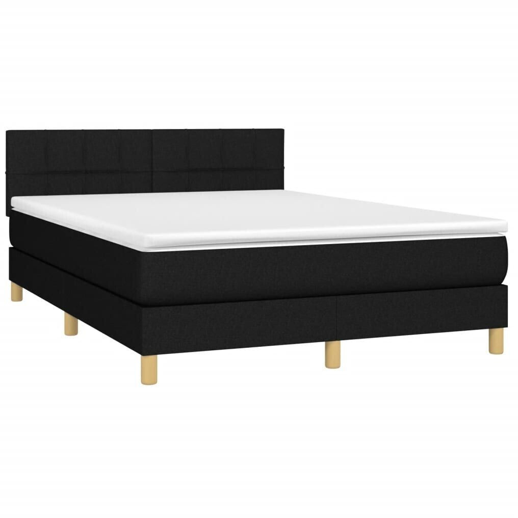 vidaXL Box spring bed with mattress & LED 140x190cm fabric (3133711)