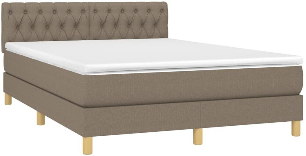 vidaXL Box spring bed with mattress & LED 140x190cm fabric (3133953)