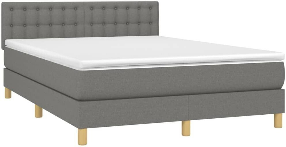 vidaXL Box spring bed with mattress & LED 140x190cm fabric (3134030)