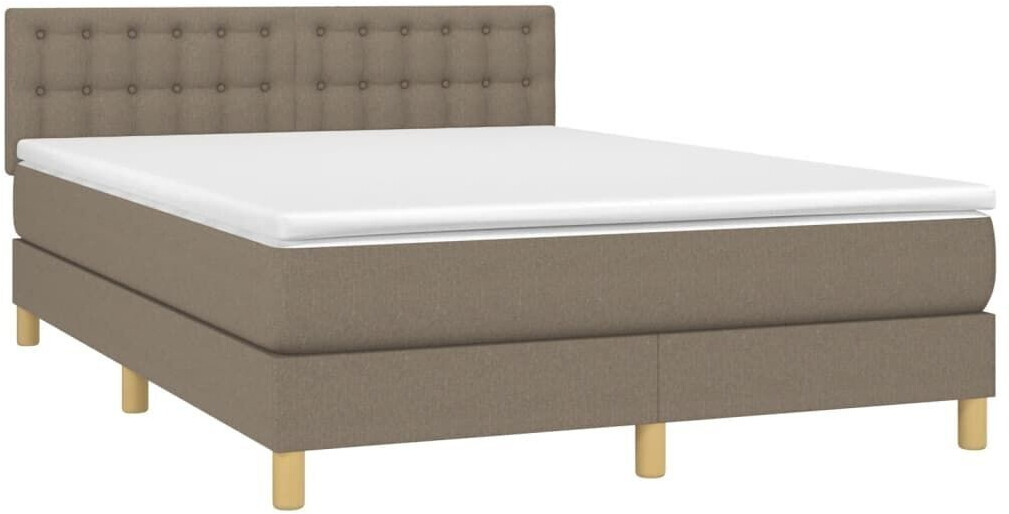 vidaXL Box spring bed with mattress & LED 140x190cm fabric (3134033)