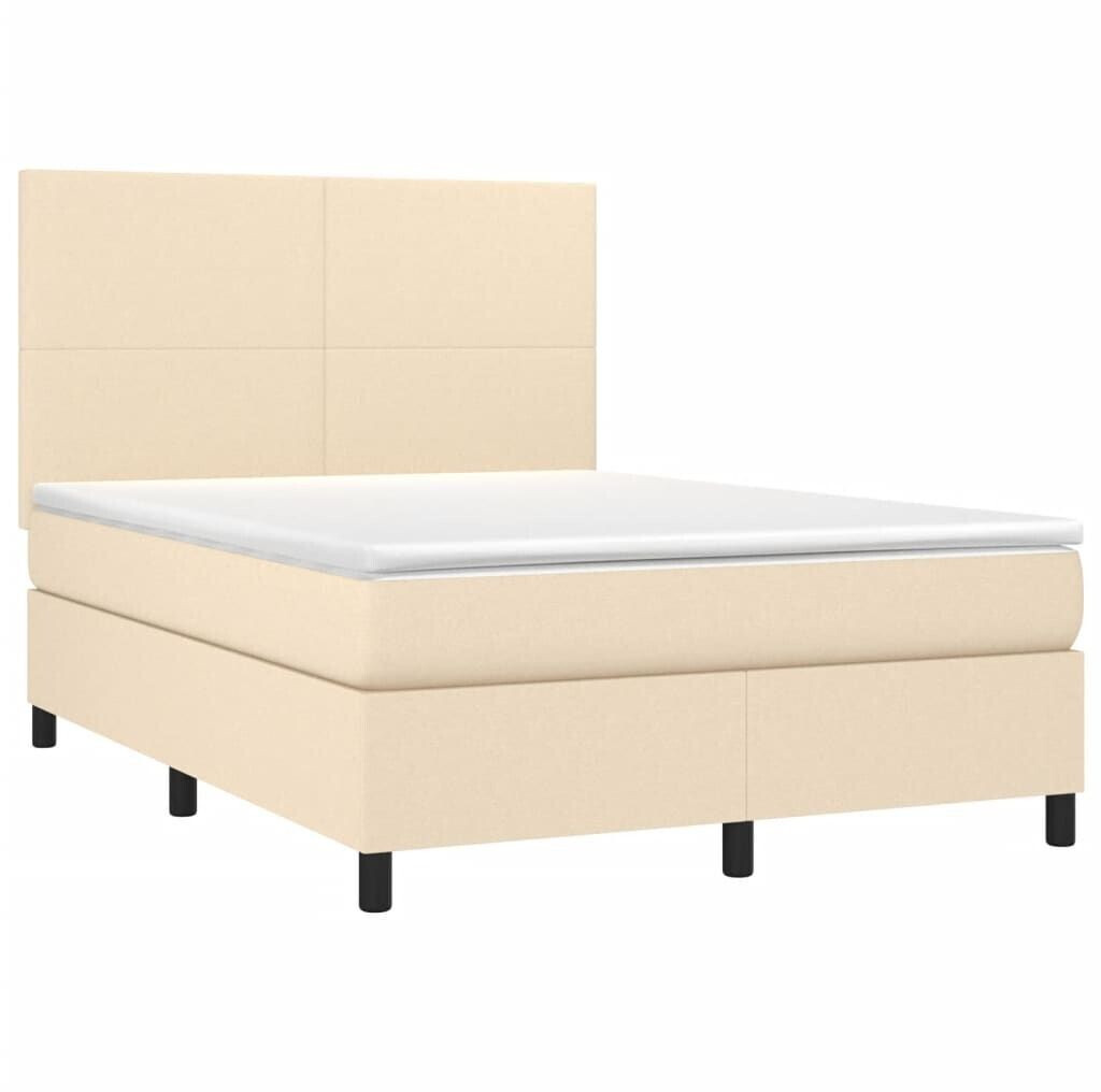 vidaXL Box spring bed with mattress & LED 140x190cm fabric (3134714)