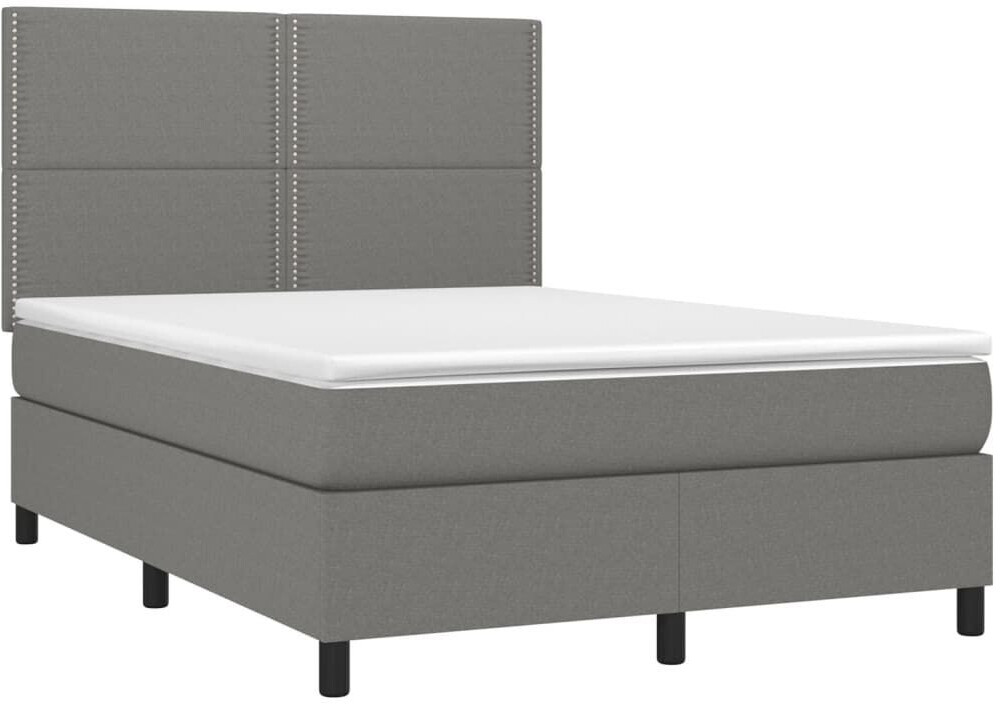 vidaXL Box spring bed with mattress & LED 140x190cm fabric (3134790)