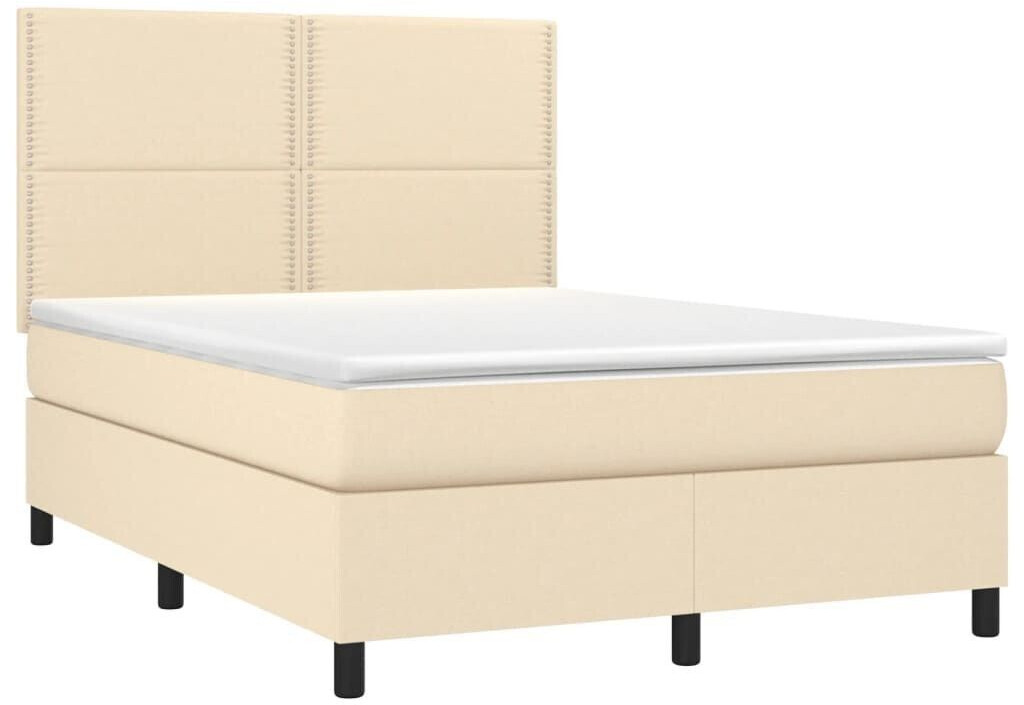 vidaXL Box spring bed with mattress & LED 140x190cm fabric (3134794)