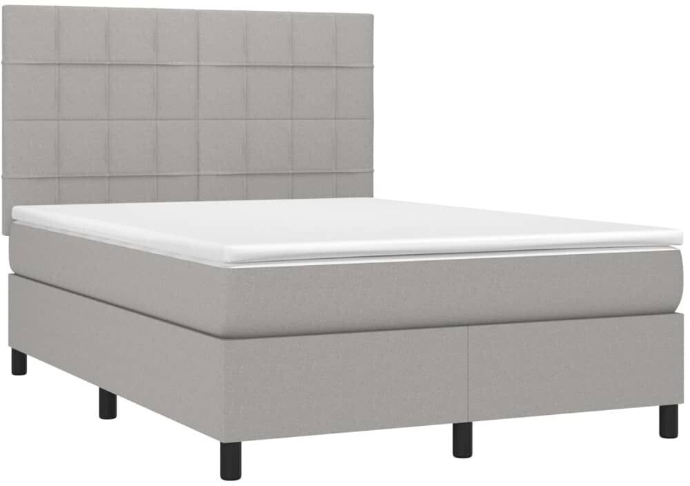 vidaXL Box spring bed with mattress & LED 140x190cm fabric (3134869)