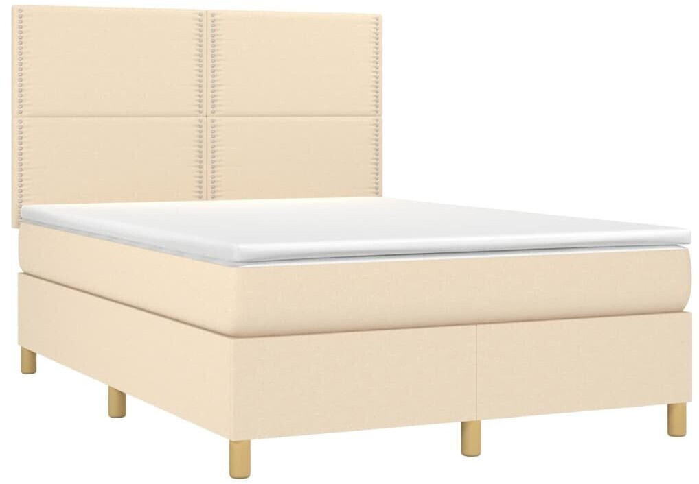 vidaXL Box spring bed with mattress & LED 140x190cm fabric (3135354)