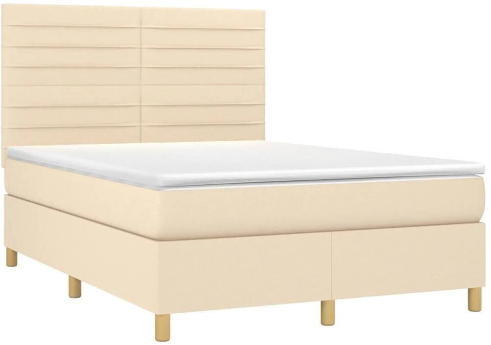 vidaXL Box spring bed with mattress & LED 140x190cm fabric (3135514)