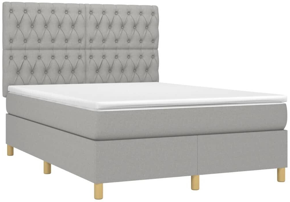 vidaXL Box spring bed with mattress & LED 140x190cm fabric (3135669)