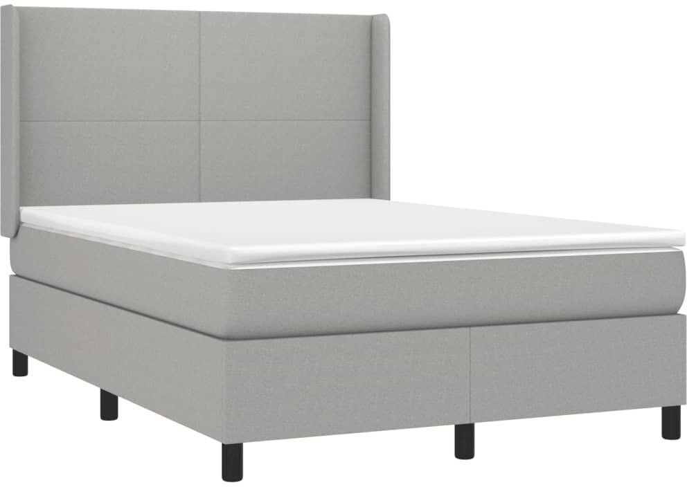 vidaXL Box spring bed with mattress & LED 140x190cm fabric (3138149)