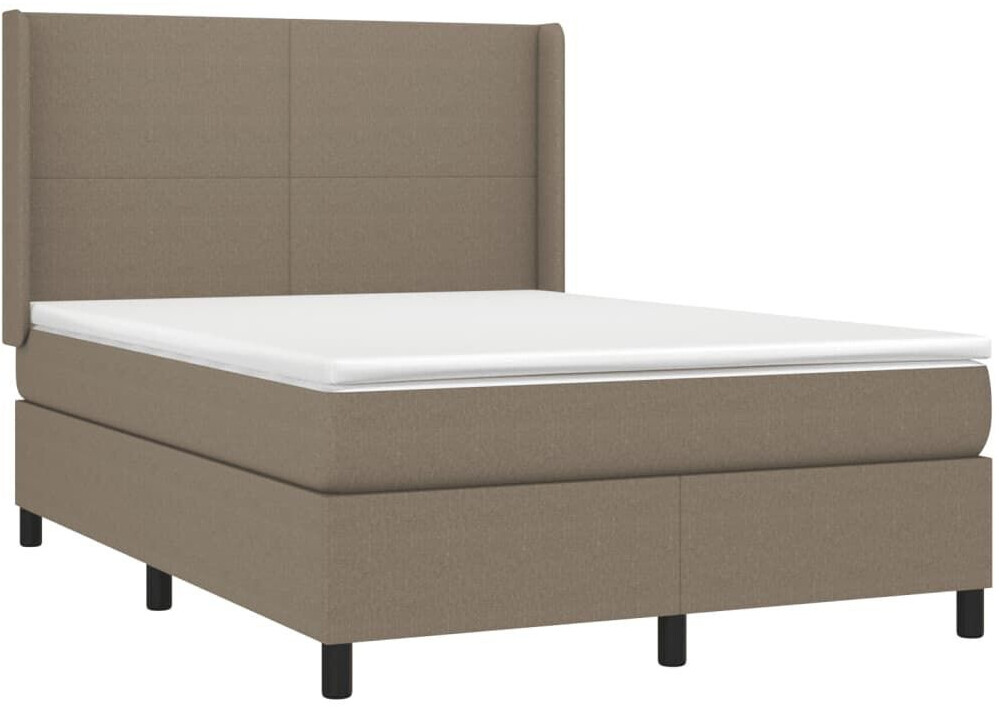 vidaXL Box spring bed with mattress & LED 140x190cm fabric (3138153)