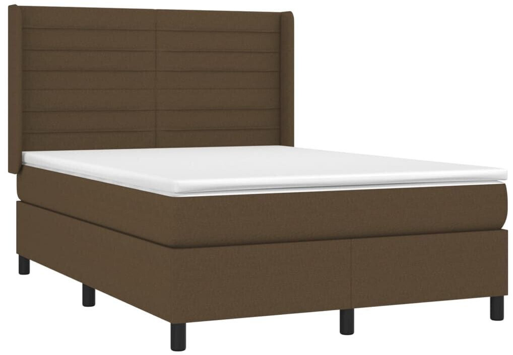 vidaXL Box spring bed with mattress & LED 140x190cm fabric (3138392)