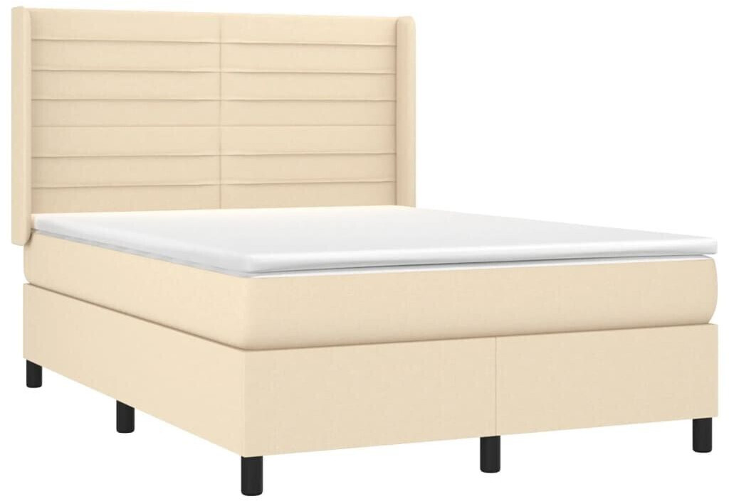vidaXL Box spring bed with mattress & LED 140x190cm fabric (3138394)