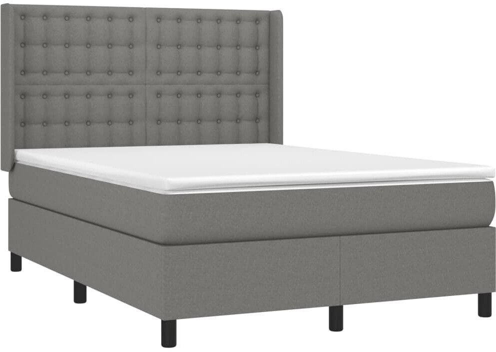 vidaXL Box spring bed with mattress & LED 140x190cm fabric (3138630)