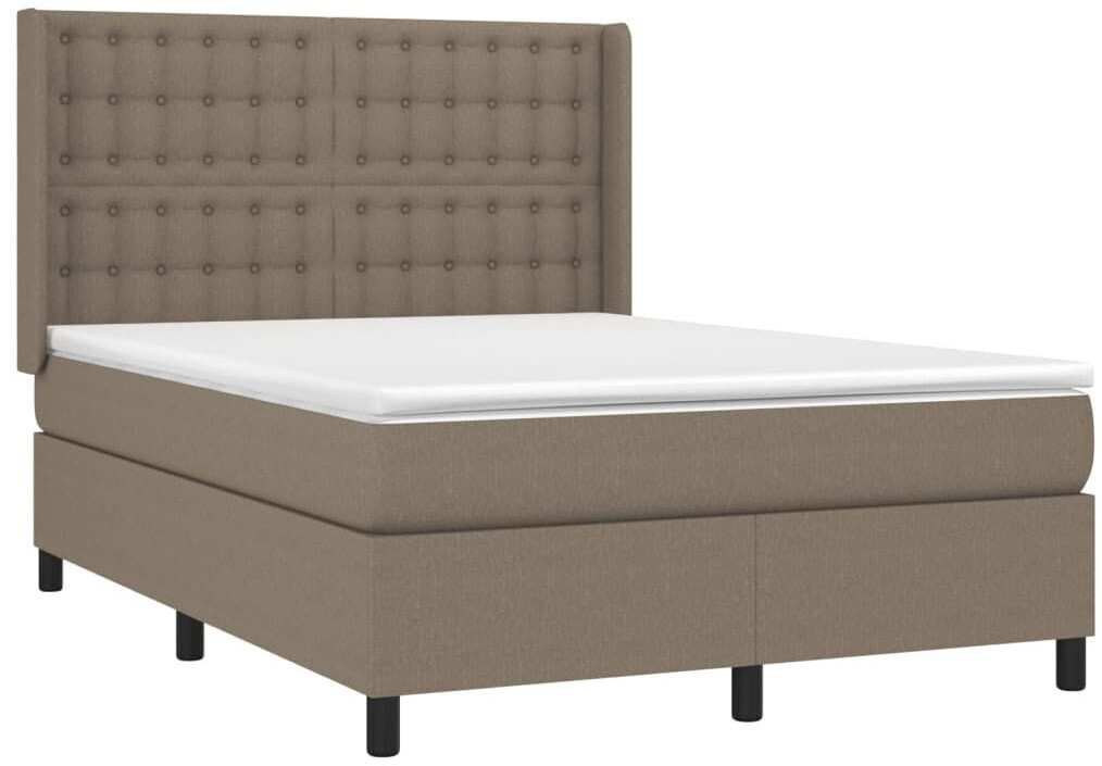 vidaXL Box spring bed with mattress & LED 140x190cm fabric (3138633)