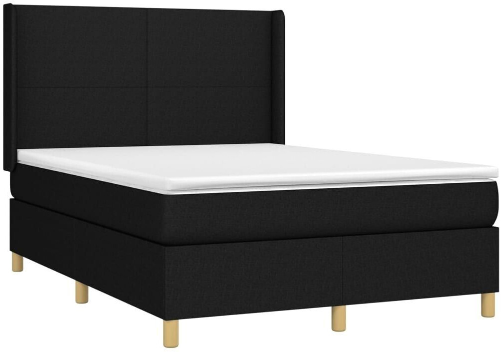 vidaXL Box spring bed with mattress & LED 140x190cm fabric (3138711)