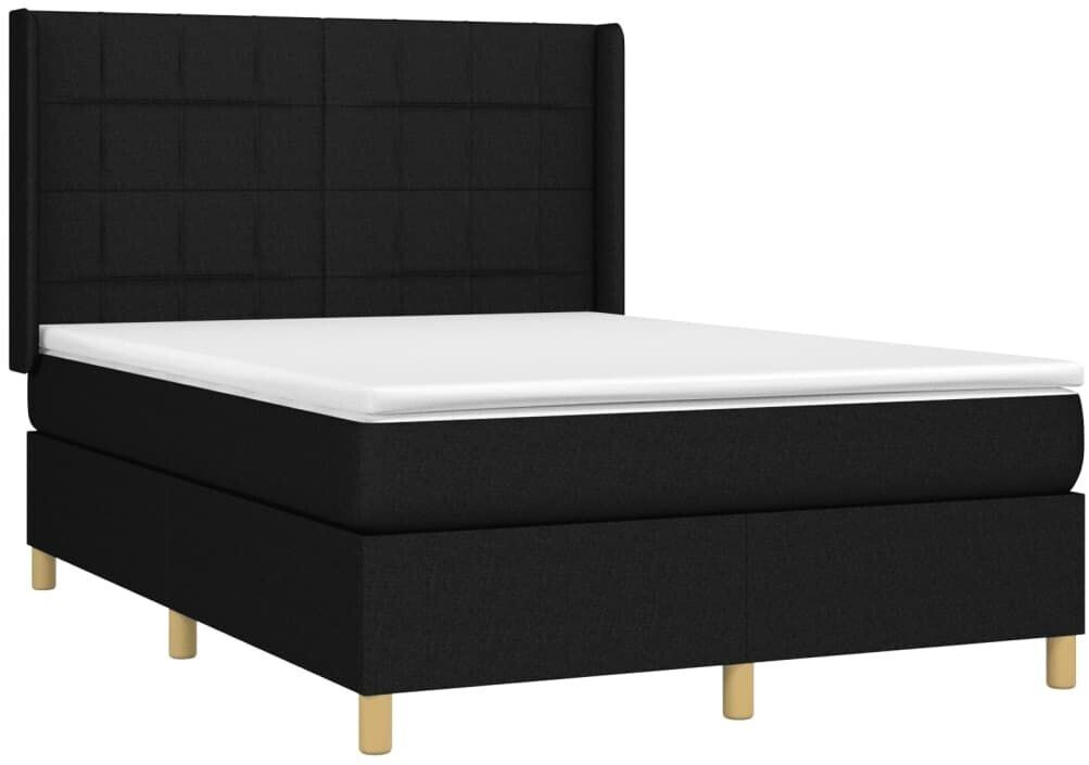 vidaXL Box spring bed with mattress & LED 140x190cm fabric (3138871)