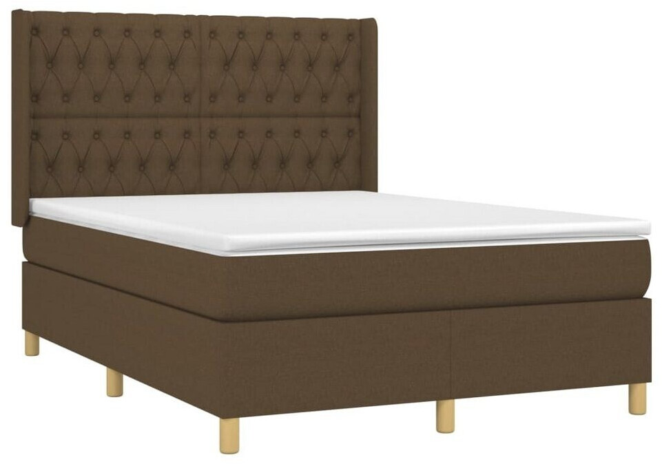 vidaXL Box spring bed with mattress & LED 140x190cm fabric (3139112)