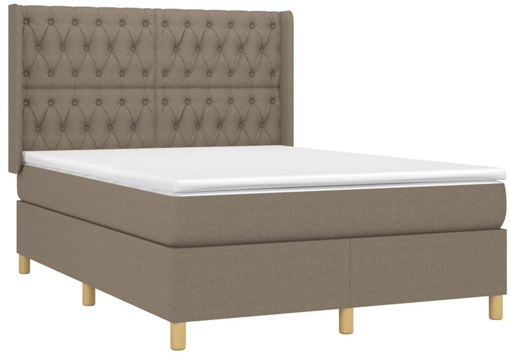 vidaXL Box spring bed with mattress & LED 140x190cm fabric (3139113)