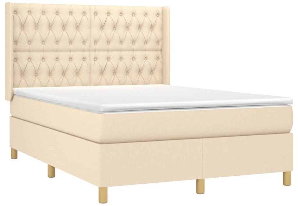 vidaXL Box spring bed with mattress & LED 140x190cm fabric (3139114)
